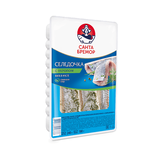 Herring fillets "Santa Bremor" with dill, in oil 240 g